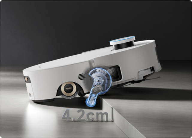 Dreame Aqua10 Ultra Roller Complete sistema FlexRise cruza umbrales de 4,2 cm con facilidad