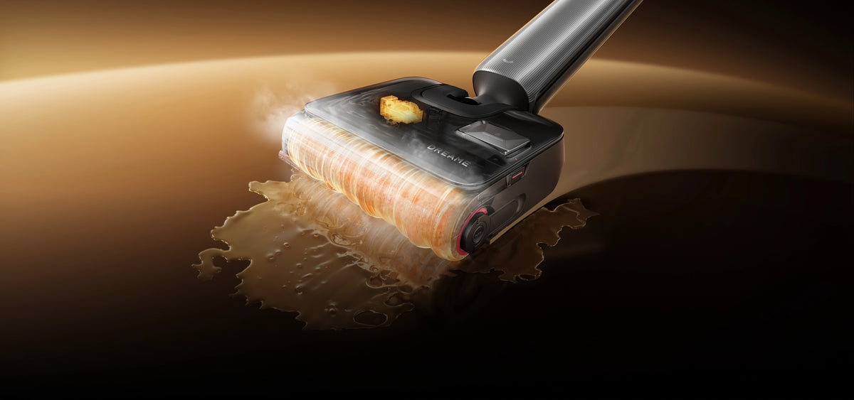 ThermoRinse hot water cleaning grease from the floor